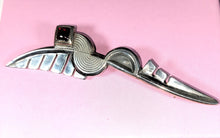 Load image into Gallery viewer, SILVER BROOCH "FEATHER" HANDMADE, SEMI-PRECIOUS GRANATE