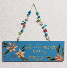 Load image into Gallery viewer, WOODEN BOARD PAINTING ANAGLYPH SIGN "KALIMERA EVERY DAY" WITH MULTICOLOUR CERAMIC BEADS CORD