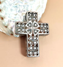 Φόρτωση εικόνας στο εργαλείο προβολής Συλλογής, ΑΣΗΜΕΝΙΟΣ 925⁰ ΣΤΑΥΡΟΣ ΠΡΩΤΟΤΥΠΟΣ ΔΙΑΤΡΗΤΟΣ ΜΕ ΣΧΕΔΙΟ ΜΙΚΡΕΣ ΚΑΡΔΟΥΛΕΣ ΚΑΙ ΛΕΥΚΑ ΖΙΡΓΚΟΝΑΚΙΑ