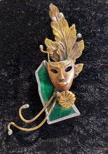 Φόρτωση εικόνας στο εργαλείο προβολής Συλλογής, ΚΑΡΦΙΤΣΑ ΧΕΙΡΟΠΟΙΗΤΗ ΜΠΡΟΥΤΖΙΝΗ ΜΑΣΚΑ ΤΥΠΟΥ COMEDIA DEL ARTE - ΠΡΑΣΙΝΟΣ ΥΑΛΟΣ ΒΙΤΡΩ