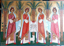 Φόρτωση εικόνας στο εργαλείο προβολής Συλλογής, BYZANTINH ΖΩΓΡΑΦΙΚΗ «ΠΑΡΘEΝΟΜΑΡΤΥΡΕΣ», ΚΑΜΒΑΣ ΜΕ ΧΡΩΜΑΤΑ ΤΕΜΠΕΡΑΣ ΚΑΙ ΦΥΛΛΟ ΧΡΥΣΟ 23Κ, 85x120cm.