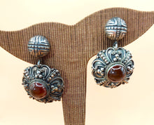 Load image into Gallery viewer, SILVER EARRINGS , HANDMADE  FILIGREE, WITH CABOCHON GENUINE AGATE
