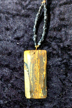 Load image into Gallery viewer, NECKLACE SEMI-PRECIOUS RECTANGULAR STONE JASPER &quot;LANDSCAPE&quot; DESIGN AND SMALL COCONUT BEADS IN NECKLACE 60 CM.
