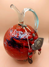 Load image into Gallery viewer, POMEGRANATE BLOWN GLASS IN RED-BLUE COLOUR WITH TALISMAN
