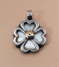 Load image into Gallery viewer, MEDALLION, HANDMADE, SILVER LUCKY CLOVER, ANAGLYPH GOLDEN SUN AT THE CENTRE SILVER 925⁰+GOLD 14K
