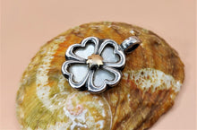 Load image into Gallery viewer, MEDALLION, HANDMADE, SILVER LUCKY CLOVER, ANAGLYPH GOLDEN SUN AT THE CENTRE SILVER 925⁰+GOLD 14K
